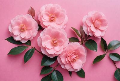The primary subject of the image is a bouquet of pink flowers. The flowers are arranged in a vase, and they are placed on a pink background. The visual style of the image is a photo, capturing the beauty of the flowers in their natural setting. The colors and mood of the image are predominantly pink, creating a warm and inviting atmosphere.