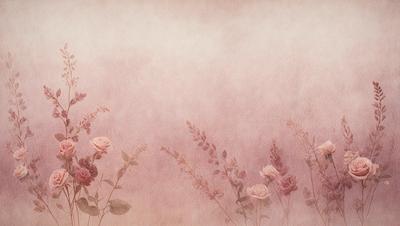 Primary subject: Flowers
Setting/background: Pink background
Visual style: Digital art
Colors and mood: Pink and soft, romantic atmosphere