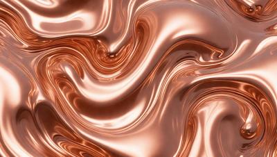 The primary subject of the image is a close-up of a shiny, metallic surface, possibly a piece of copper or a metal foil. The setting is a room with a wall, and the visual style appears to be a combination of a photo and a digital art or illustration. The colors and mood of the image are predominantly warm and shiny, with the copper or metal foil reflecting light and creating a visually appealing scene.