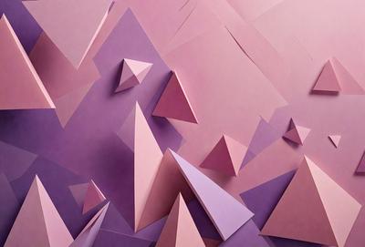 The primary subject of the image is a large, three-dimensional paper sculpture of a mountain. The sculpture is made of paper and is displayed against a pink background. The visual style of the image is a combination of digital art and illustration, creating a unique and eye-catching display. The colors and mood of the image are predominantly pink, giving it a warm and inviting atmosphere.
