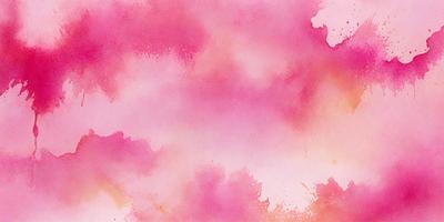The primary subject of the image is a pink background with a watercolor-like appearance. The setting is a cloudy sky, and the visual style is a watercolor painting. The dominant colors are pink and white, creating a soft and dreamy atmosphere.