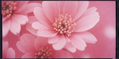 The primary subject of the image is a pink flower with a white center. The flower is the main focus of the image, and it is set against a pink background. The visual style of the image is a close-up of the flower, which highlights its details and texture. The colors and mood of the image are predominantly pink, creating a warm and inviting atmosphere.