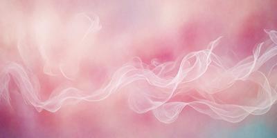 The primary subject of the image is a cloud of smoke, which is the main focus of the scene. The setting is a pink background, which adds a warm and soft atmosphere to the image. The visual style is a combination of photo and digital art, creating a unique and artistic representation of the smoke. The colors and mood of the image are predominantly pink, giving it a dreamy and ethereal quality.
