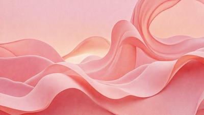 The primary subject of the image is a large, pink, flowing wave. The wave is the main focus of the image, and it is depicted in a visually striking manner. The setting is a pink background, which complements the vibrant color of the wave. The visual style of the image is a combination of digital art and illustration, creating a dynamic and engaging scene. The dominant colors in the image are pink and white, giving the scene a warm and inviting atmosphere.