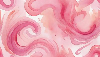 The primary subject of the image is a pink and purple watercolor painting. The setting is a white background, and the visual style is a watercolor painting. The dominant colors are pink and purple, creating a warm and vibrant atmosphere.
