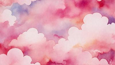 The primary subject of the image is a cloudy sky with pink and purple hues. The setting is a colorful, artistic background that adds to the overall atmosphere. The visual style is a combination of digital art and illustration, creating a unique and vibrant scene. The colors and mood convey a sense of tranquility and beauty, with the pink and purple tones evoking a sense of calmness and serenity.