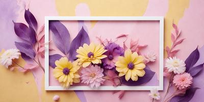 The primary subject of the image is a bouquet of flowers, which are the main objects in the scene. The flowers are arranged in a vase, and they are placed on a pink background. The visual style of the image is a combination of photo and digital art, creating a realistic yet artistic representation of the flowers. The colors and mood of the image are predominantly pink, which gives it a warm and inviting atmosphere.