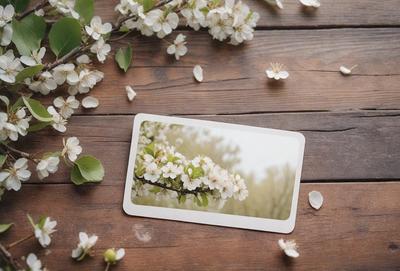 The primary subject of the image is a close-up of a tree with white flowers, likely cherry blossoms, blooming on its branches. The tree is situated on a wooden surface, which serves as the setting or background. The visual style of the image is a photo, capturing the beauty of the blossoming tree in its natural environment. The colors and mood of the image are predominantly white and serene, as the flowers and branches create a peaceful and picturesque scene.