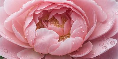 The primary subject of the image is a pink flower with drops of water on it. The setting is a close-up of the flower, showcasing its details. The visual style is a realistic representation of the flower, with the drops of water adding a touch of natural beauty. The colors and mood of the image are predominantly pink, creating a warm and inviting atmosphere.