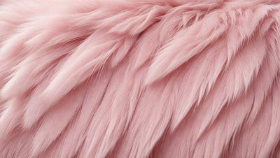 The primary subject of the image is a pink feather, which is the main focus of the image. The setting is a close-up of the feather, showcasing its texture and details. The visual style is a realistic representation of the feather, capturing its natural appearance. The colors and mood of the image are predominantly pink, giving it a soft and delicate atmosphere.