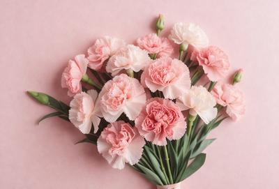 The primary subject of the image is a bouquet of pink and white flowers. The flowers are arranged in a vase, which is placed on a pink background. The visual style of the image is a close-up of the flowers, showcasing their details and colors. The dominant colors in the image are pink and white, creating a soft and delicate atmosphere.
