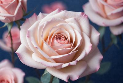 The primary subject of the image is a single white rose. The rose is the main focus of the image, and it is displayed against a blue background. The visual style of the image is a close-up of the rose, showcasing its details and texture. The colors in the image are predominantly white, which gives the rose a clean and elegant appearance. The overall atmosphere of the image is serene and peaceful, as the rose is the only object in the frame.