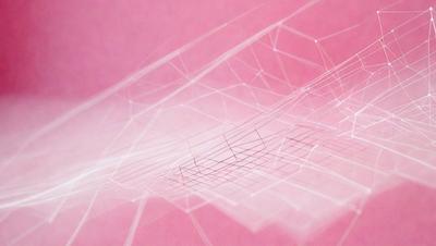 The primary subject of the image is a close-up of a mesh-like pattern, which appears to be a digital art or illustration. The setting is a pink background, which adds a warm and vibrant atmosphere to the scene. The visual style is a combination of digital art and illustration, creating a unique and intricate pattern. The colors and mood of the image are predominantly pink, giving it a soft and inviting feel.