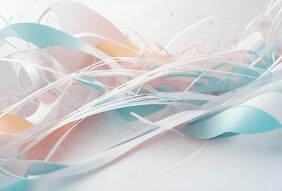 The primary subject of the image is a white, blue, and pink paper sculpture. The setting is a white background, which provides a clean and minimalist appearance. The visual style is a combination of digital art and illustration, as the paper sculpture is created using a digital medium. The colors and mood of the image are predominantly white, blue, and pink, giving it a calm and serene atmosphere.
