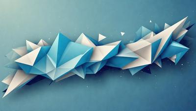 The primary subject of the image is a blue and white geometric pattern. The setting is a blue background, and the visual style is digital art. The dominant colors are blue and white, creating a calm and soothing atmosphere.