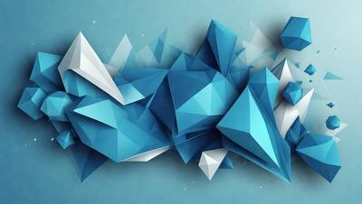 The primary subject of the image is a blue geometric pattern, which is the main focus of the image. The setting is a blue background, and the visual style is digital art. The dominant colors are blue and white, creating a calm and soothing atmosphere.