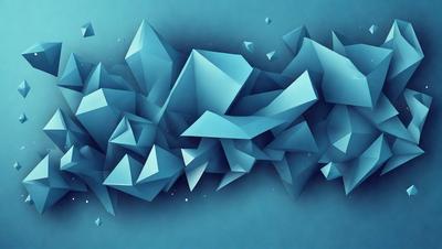 The primary subject of the image is a blue geometric pattern, which is the main focus of the image. The setting is a blue background, and the visual style is digital art. The dominant colors are blue and white, creating a calm and soothing atmosphere.