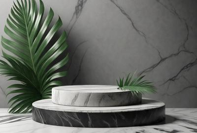 The primary subject of the image is a white marble table with a round top. The table is placed on a marble surface, which serves as the setting or background. The visual style of the image is a photo, capturing the details of the marble table and the surrounding environment. The colors and mood of the image are predominantly neutral, with the white marble and the gray stone table creating a clean and elegant atmosphere.
