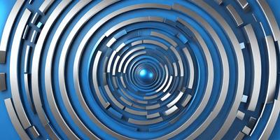 The primary subject of the image is a blue spiral, which appears to be a part of a larger blue circle. The setting is a blue background, and the visual style is a combination of digital art and illustration. The dominant colors are blue and silver, creating a calm and serene atmosphere.