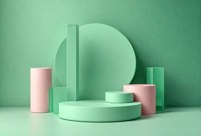 The primary subject of the image is a green circle, which is the main object in the scene. The setting is a green background, and the visual style appears to be a digital art or illustration. The dominant colors in the image are green and pink, creating a lively and vibrant atmosphere.