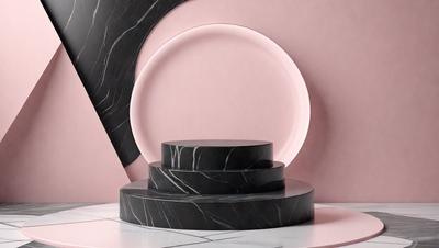 The primary subject of the image is a black marble table with a round top. The table is placed on a white surface, which serves as the background. The visual style of the image is a photo, capturing the details of the marble table and its surroundings. The colors in the image are predominantly black and white, giving the scene a sleek and modern appearance.