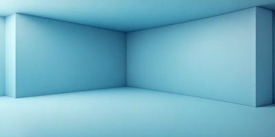 The primary subject of the image is a blue wall with a white square. The setting is a room with a blue wall, and the visual style is a photo. The dominant colors are blue and white, creating a calm and serene atmosphere.