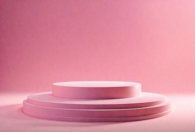 The primary subject of the image is a stack of three pink disks. The setting is a pink background, which creates a visually appealing contrast with the disks. The visual style is a close-up of the stack, showcasing the pink disks in detail. The colors and mood of the image are predominantly pink, giving it a warm and inviting atmosphere.
