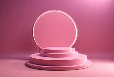 The primary subject of the image is a large, pink, circular object. The setting is a pink background, which creates a visually striking contrast with the circular object. The visual style of the image is a combination of photo and digital art, giving it a unique and artistic appearance. The dominant colors in the image are pink and white, creating a warm and inviting atmosphere.