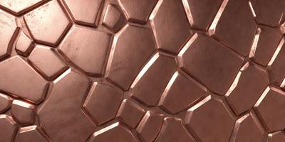 The primary subject of the image is a close-up of a copper-colored surface, possibly a wall or a piece of artwork. The setting appears to be indoors, with the copper surface being the main focus of the image. The visual style is a close-up, which emphasizes the intricate details of the copper surface. The colors and mood of the image are warm and inviting, with the copper surface giving off a rich, earthy tone.
