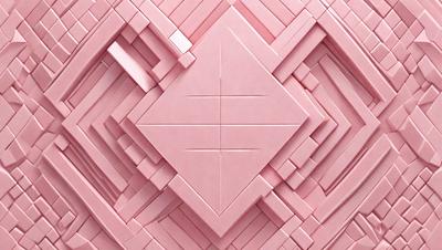 The primary subject of the image is a pink square with a white cross in the middle. The setting is a pink background, and the visual style appears to be a digital art or illustration. The colors and mood of the image are predominantly pink and white, creating a calm and serene atmosphere.
