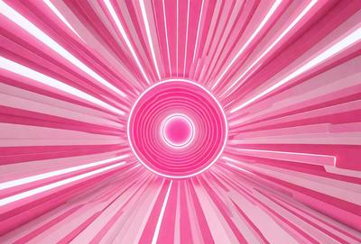 The primary subject of the image is a pink circle with a white center, which appears to be a light source. The setting is a pink background, and the visual style is a combination of a photo and digital art. The dominant colors are pink and white, creating a warm and inviting atmosphere.