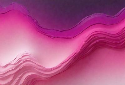 The primary subject of the image is a large, pink, flowing wave. The wave is the main focus of the image, and it appears to be a digital art or illustration. The setting is a purple background, which adds to the overall mood of the image. The colors and mood of the image are predominantly pink and purple, creating a sense of calmness and serenity.