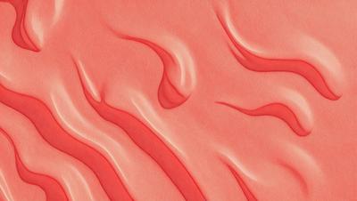 The primary subject of the image is a red, swirling, and curling pattern, which appears to be a painting or drawing. The setting is a red background, which complements the red swirls. The visual style is a combination of digital art and illustration, creating a unique and eye-catching design. The colors and mood of the image are predominantly red, giving it a bold and vibrant appearance.