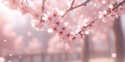 The primary subject of the image is a tree filled with pink flowers. The tree is located in a pink-colored environment, which adds to the overall atmosphere of the scene. The visual style of the image is a photo, capturing the beauty of the tree and its flowers. The colors and mood of the image are predominantly pink, creating a warm and inviting atmosphere.