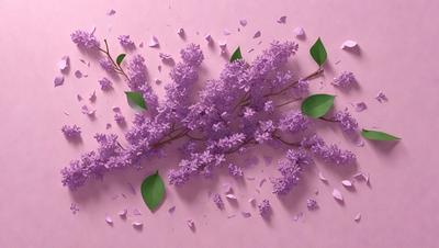 The primary subject of the image is a purple flower, which is the main focus of the scene. The flower is displayed against a pink background, creating a visually appealing contrast. The image is a digital artwork, showcasing the artist's skill in creating a realistic and vibrant representation of the flower. The purple flower, with its delicate petals, evokes a sense of beauty and tranquility, making it the center of attention in the image.