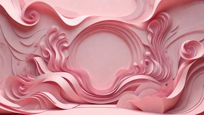 The primary subject of the image is a large, pink, three-dimensional sculpture made of paper. The sculpture is displayed on a pink background, which adds to the overall atmosphere of the scene. The visual style of the image is a combination of digital art and illustration, as the paper sculpture appears to be a digital creation. The colors and mood of the image are predominantly pink, creating a warm and inviting atmosphere.