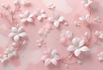 The primary subject of the image is a close-up of a pink flower. The setting is a pink background, which creates a visually appealing contrast with the flower. The visual style is a combination of photo and digital art, as the flower appears to be a real photograph with a touch of digital manipulation. The dominant colors are pink and white, creating a soft and delicate atmosphere.