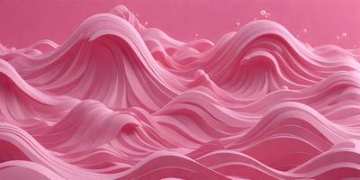 The primary subject of the image is a large, pink wave with a white and pink color scheme. The wave is depicted in a painting or drawing style, giving it a unique and artistic appearance. The setting is a pink background, which complements the wave's color and adds to the overall visual style. The colors and mood of the image are predominantly pink and white, creating a serene and calming atmosphere.
