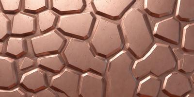 The primary subject of the image is a close-up of a copper-colored surface, which appears to be a patterned or textured material. The setting is a room with a brick wall, and the visual style is a combination of a photo and a digital art or illustration. The colors and mood of the image are warm and inviting, with the copper color and brick wall creating a sense of depth and texture.