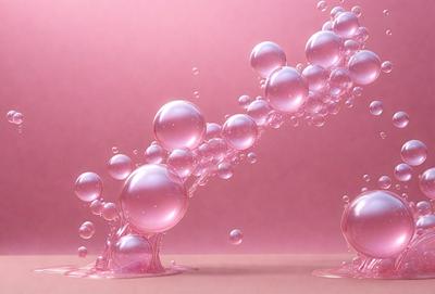 The primary subject of the image is a pink bubble, which is the main object, scene, or focus of the image. The setting is a pink background, which adds to the overall atmosphere. The visual style is a digital art, illustration, or drawing, as the bubble is depicted in a detailed and artistic manner. The colors and mood of the image are predominantly pink, creating a warm and inviting atmosphere.