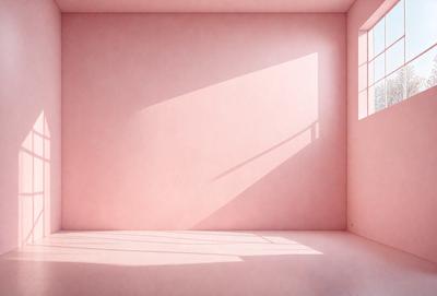 The primary subject of the image is a pink wall with a window. The setting is a room with a window, and the visual style is a photo. The dominant colors are pink and white, creating a warm and inviting atmosphere.