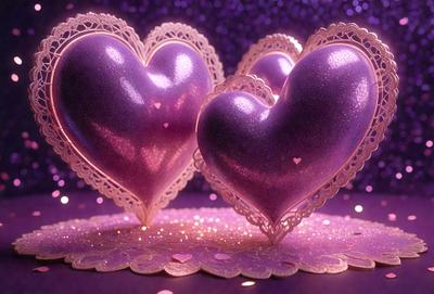 Purple heart-shaped lace, with a purple background.