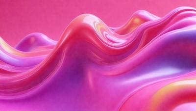 The primary subject of the image is a large, colorful, and wavy surface, which appears to be a piece of art or a digital illustration. The setting is a pink background, which adds to the vibrant and lively atmosphere of the scene. The visual style is a combination of photo and digital art, creating a unique and eye-catching appearance. The dominant colors are pink and purple, which contribute to the overall mood of the image, evoking a sense of creativity and artistic expression.