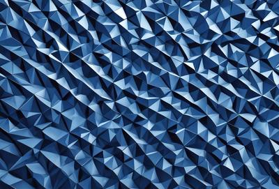 The primary subject of the image is a blue background with a pattern of triangles. The setting is a blue wall, and the visual style is a digital art or illustration. The dominant colors are blue and white, creating a calm and soothing atmosphere.