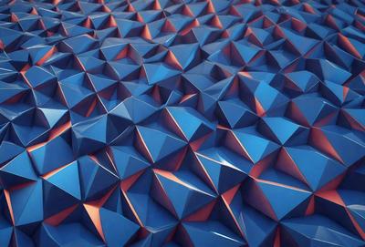 The primary subject of the image is a blue and pink geometric pattern, which appears to be a digital art or illustration. The setting is a blue and pink background, creating a visually striking contrast. The visual style is a combination of digital art and illustration, giving the image a unique and creative appearance. The dominant colors in the image are blue and pink, which evoke a sense of warmth and vibrancy.