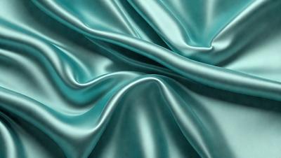 The primary subject of the image is a close-up of a piece of blue fabric, possibly a silk or satin material. The setting is a room with a blue background, which adds to the overall atmosphere. The visual style is a detailed, close-up view of the fabric, showcasing its texture and color. The colors and mood of the image are predominantly blue, creating a calm and serene atmosphere.