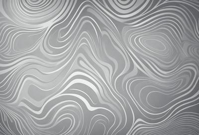 The primary subject of the image is a patterned wallpaper with a silver and white color scheme. The setting is a room with a gray background, which adds to the overall atmosphere. The visual style is a combination of a photo and digital art, creating a unique and intricate design. The colors and mood of the image are calm and sophisticated, with the silver and white color palette contributing to a sense of elegance and refinement.