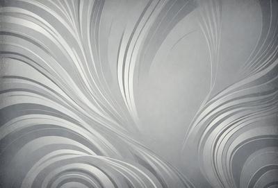 The primary subject of the image is a silver, metallic design or pattern. The setting is a gray background, which provides a contrasting backdrop for the silver design. The visual style appears to be a combination of digital art and illustration, as the design is intricate and detailed. The colors in the image are predominantly silver, which gives the overall atmosphere a modern and sleek appearance.