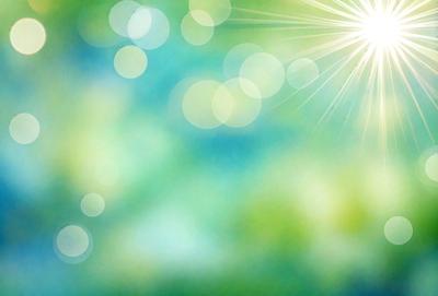 The primary subject of the image is a bright green background with a blue hue. The setting is a lush green field, and the visual style is a combination of a photo and digital art. The colors and mood of the image are vibrant and lively, creating a sense of freshness and energy.