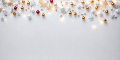The primary subject of the image is a white wall with a string of lights hanging from it. The lights are arranged in a pattern, creating a visually appealing display. The setting is indoors, and the visual style appears to be a combination of a photo and digital art. The colors and mood of the image are predominantly white, creating a clean and minimalist atmosphere.